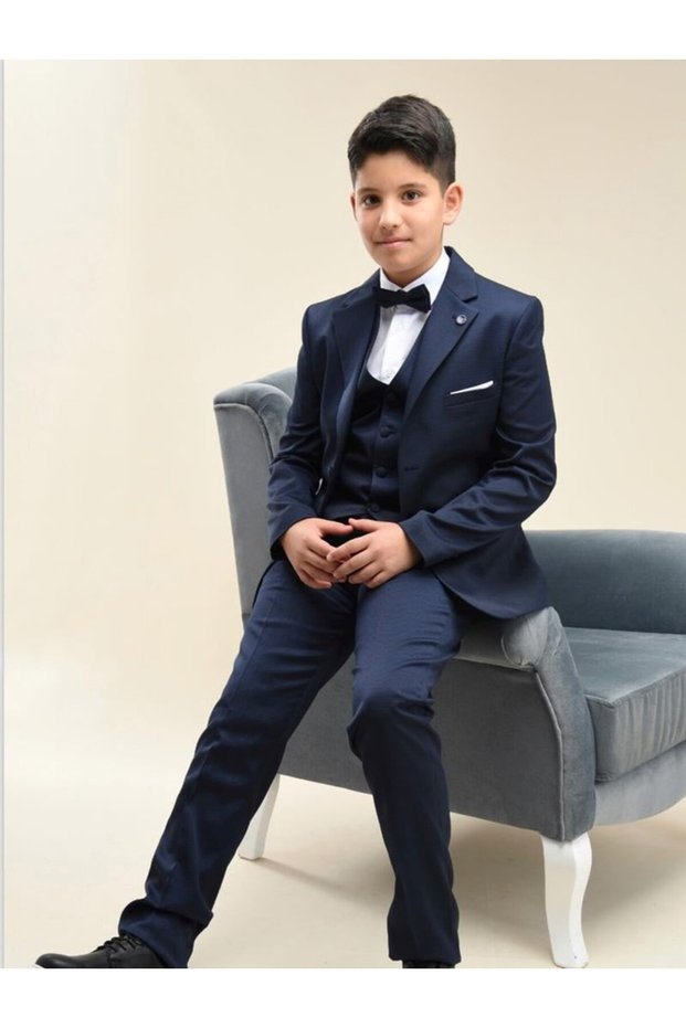 04-13 age boy navy blue color 5-piece suit