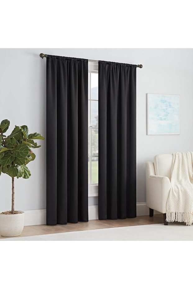 Solid Thermapanel Single Window Curtain Panel, 54 in x 54 in, Taupe