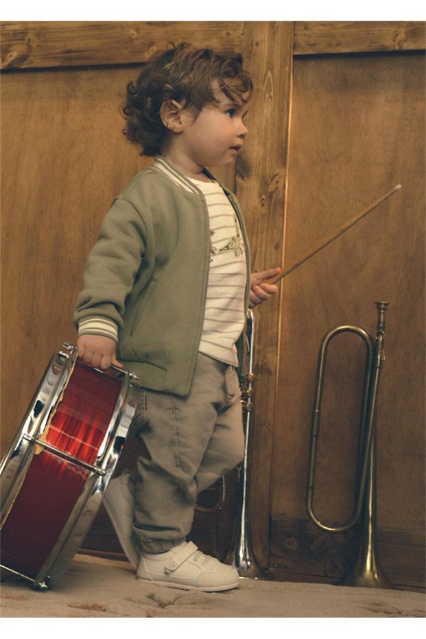 Baby Boy Lace-Up Pants Beige 2541
