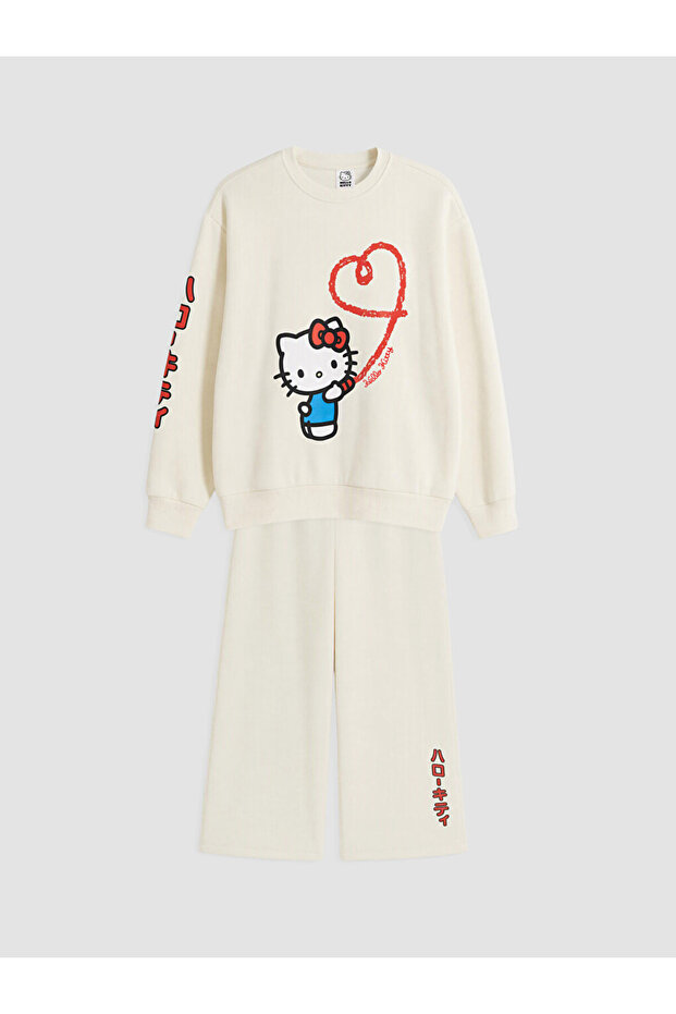 Rmz Gi̇yi̇m Farkiyla Hello Kitty Printed Girls' Thick Tracksuit Set