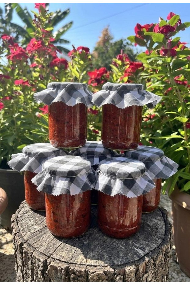 Plaid Gray Elastic Jar Lid Ornaments (8 Pieces)