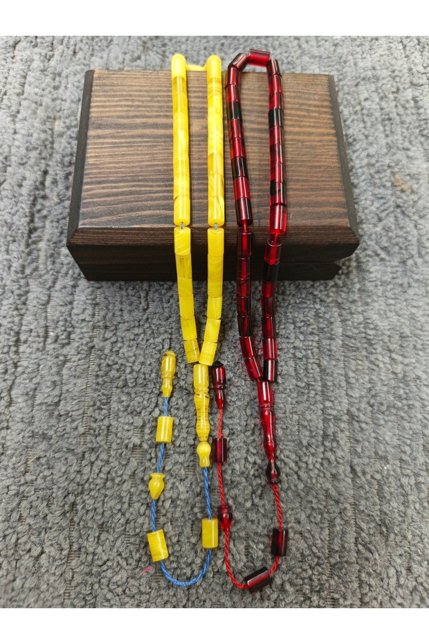 Magnificent Set of Two, Wrist Length, Masterfully Crafted, Fully Cut Model, Fire Amber Prayer Beads