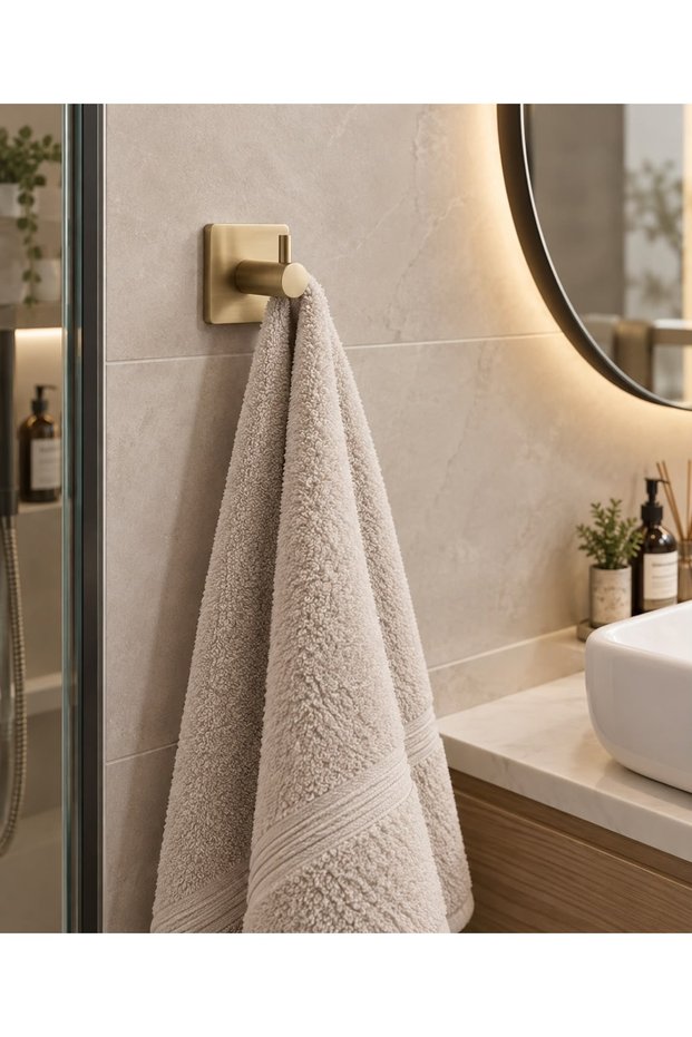 Adhesive Stainless Steel Towel & Bathrobe Hanger-Gold