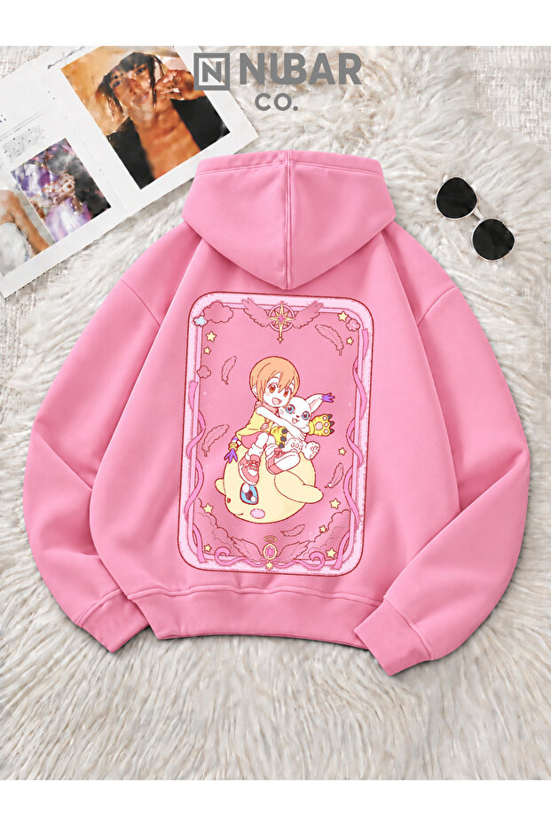 Unisex Digimon Anime Printed Premium Cotton 3-Thread Sweatshirt with Inner Lining
