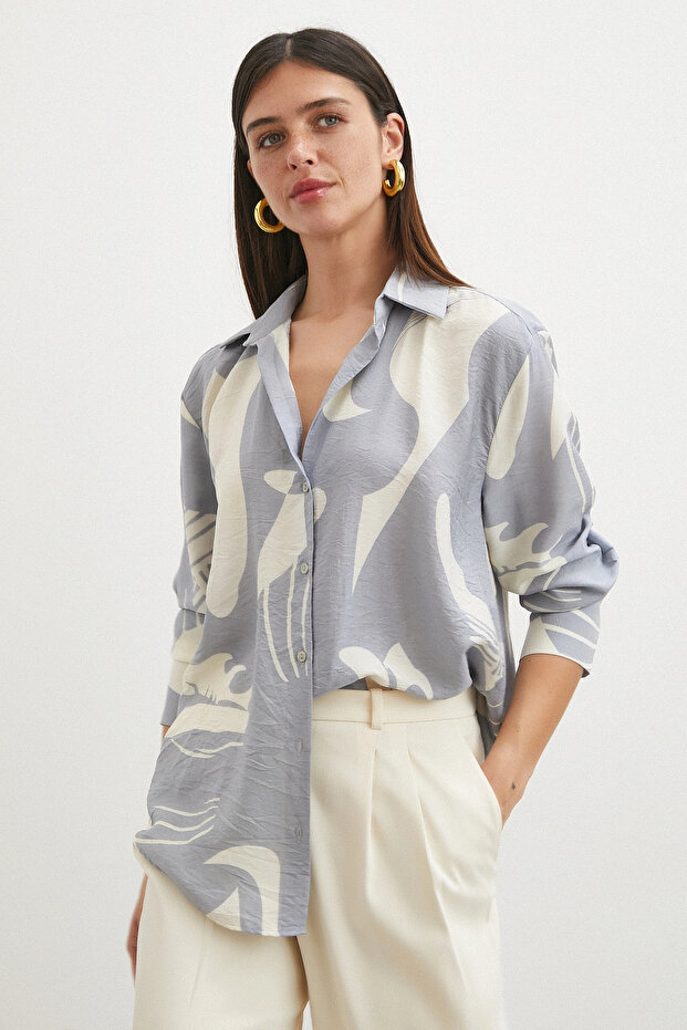 V-neck modal shirt anthracite