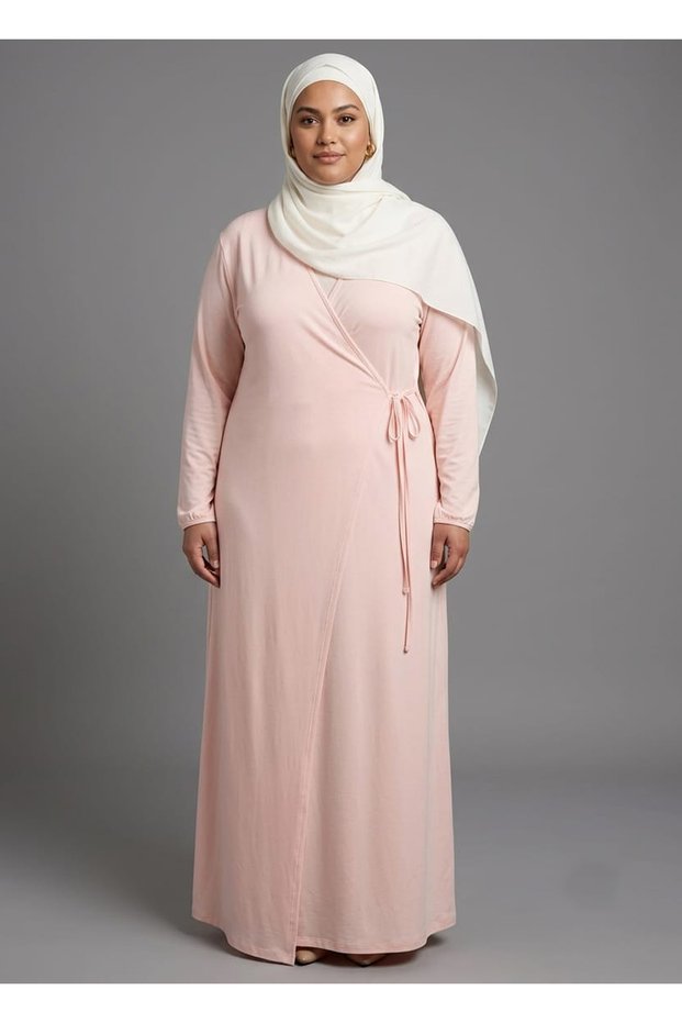 Double-Breasted, Inside-Out Tie-Up Collar, Piping Detailed Powder Prayer Dress