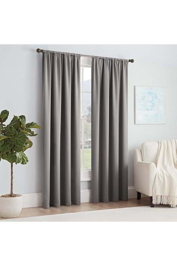 Solid Thermapanel Single Window Curtain Panel, 54 in x 54 in, Taupe