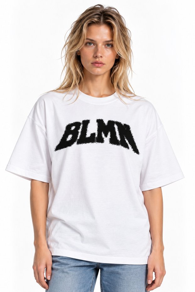 Unisex Women's Men's T-Shirt with Front Blmn Text Pattern Design Printed Oversize Thick Fabric Comfortable Cut T-Shirt