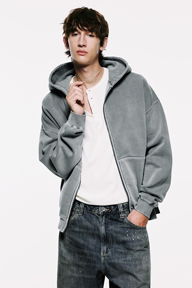 STWD kapüşonlu fermuarlı sweatshirt
