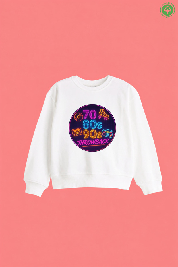 100% Cotton 80S 90S Design Unisex Kids Sweatshirt (4-14 Years)