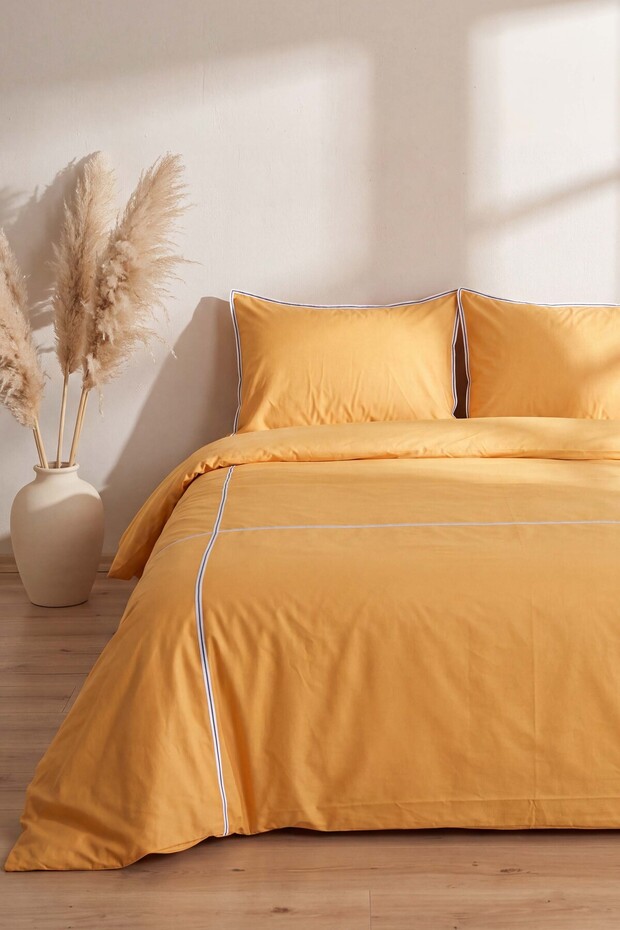 Carven Mustard 100% Cotton Double Duvet Cover Set - 4 Pieces