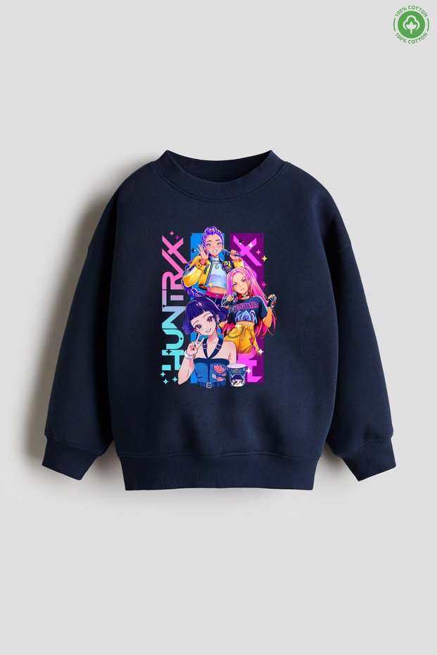 Cotton Huntrıx Printed Girls' Sweatshirt (Ages 4-14)