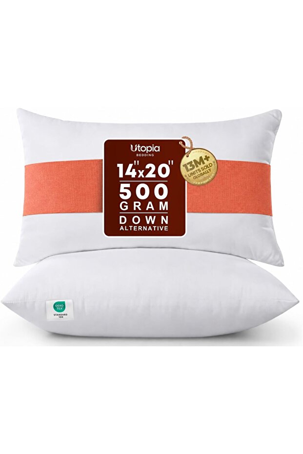 Throw Pillows Insert (Pack of 2, White) - 14 x 20 Inches Bed and Couch Pillows - Indoor Decorative Pillows (UB2581)