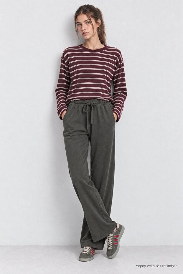 Wide Leg Modal Sweatpants Lnz0004 Haki̇