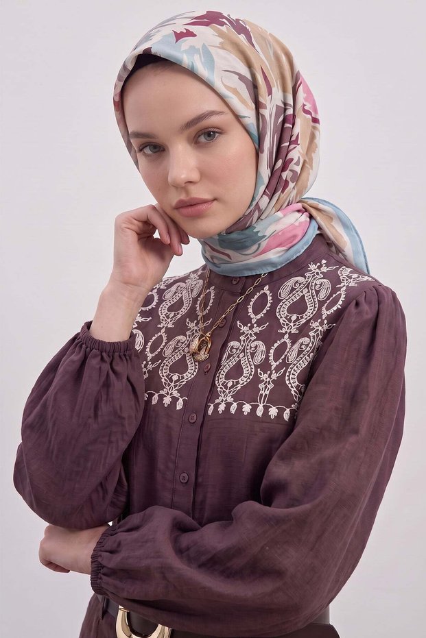 Magnolia Flower Aqua Soft Scarf 8049 - Water Green