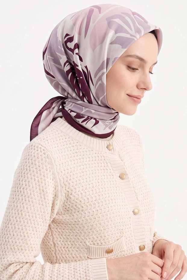 Magnolia Flower Aqua Soft Scarf 8049 - Mürdüm