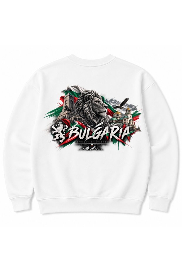 Bulgaria Lion Portrait & Mountain Graphic Sweatshirt