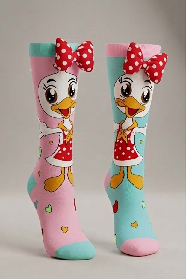 6-12 Years Old Girls' Colorful Cotton Socks with 3D Accessories M00867 Mint Green