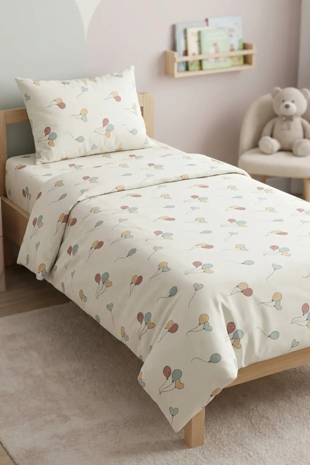 Linevra 100% Cotton Ranforce Baby & Kids Park Bed Fitted Duvet Cover Set | Rubberized | 80X110 cm