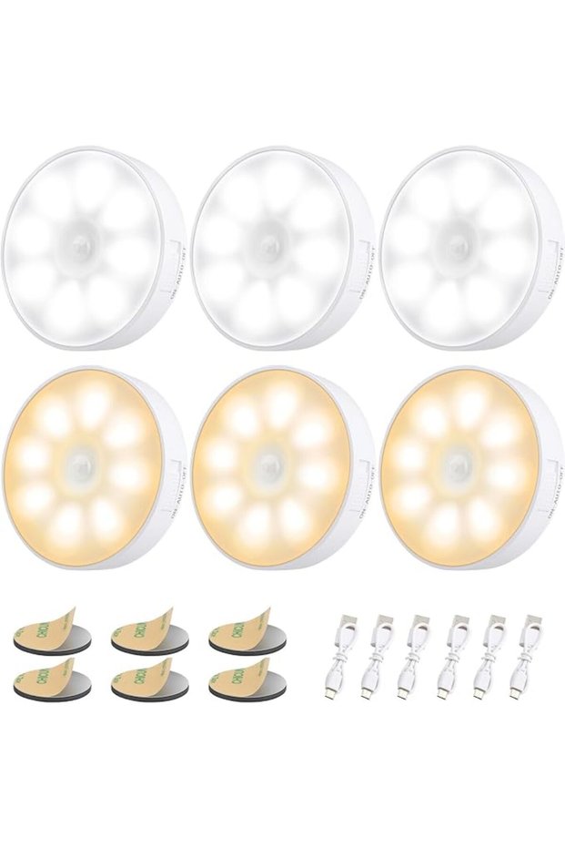 Motion Sensor Light, 3 Pack LED Night Light Rechargeable, 3M/120° Detection Range/Angle, 3 Modes, Cl