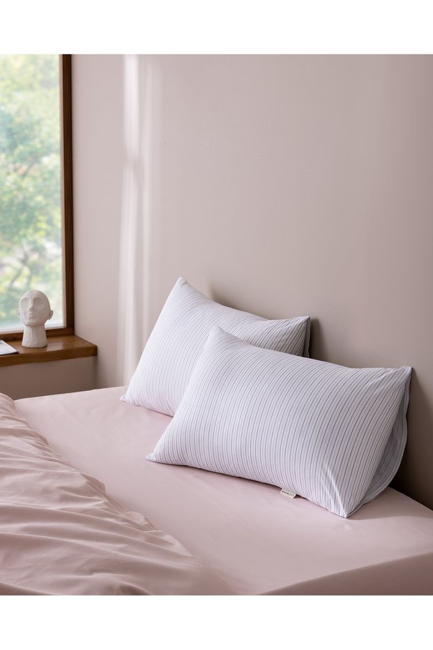 Stripe 2-Pack 100% Cotton Ranforce Printed Pillowcases - Blue