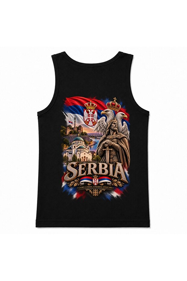 Serbia Flag & Medieval Figure Graphic Tank Top
