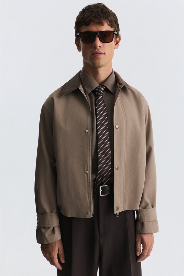 Contrast Collar Technical Men's Coat