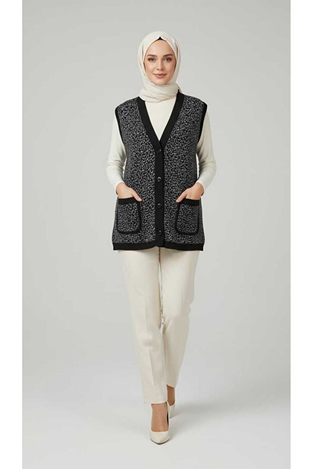 Women's Thick Winter Short Vest with Front Button Pockets Senfoni̇2