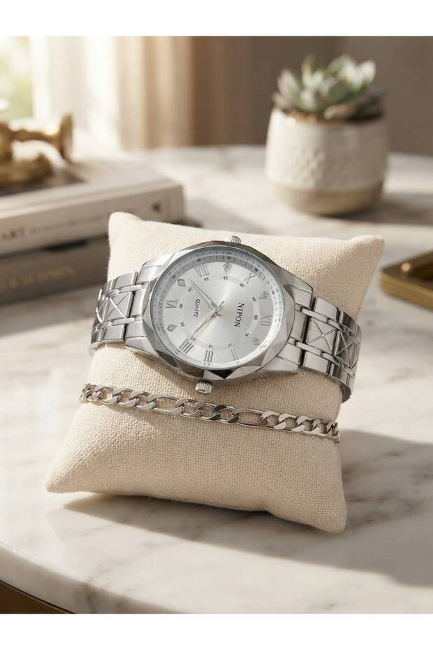 Roman Numeral Men's Wristwatch Steel Band Stylish Classic Watch Wrist Bracelet Gift Frn49