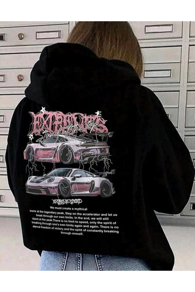 Yarişarabasi Printed Oversize Unisex Hooded Sweatshirt