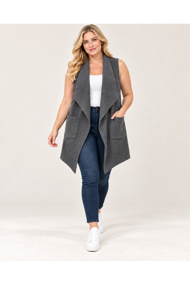 Italian Boucle Fabric Double Pocket Women's Vest 44/50