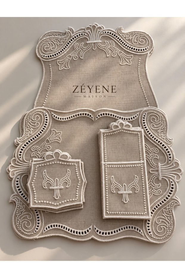 Linen Hole-Punched American Service Set 25 Pieces for 8 People