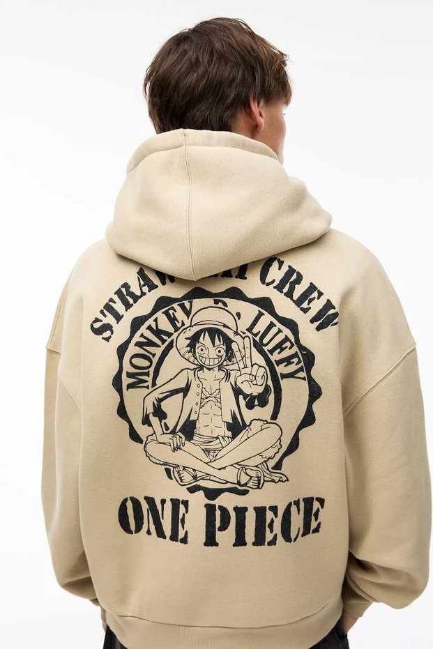 One Piece Printed Premium Oversize Hooded 3 Thread Cotton Sweatshirt