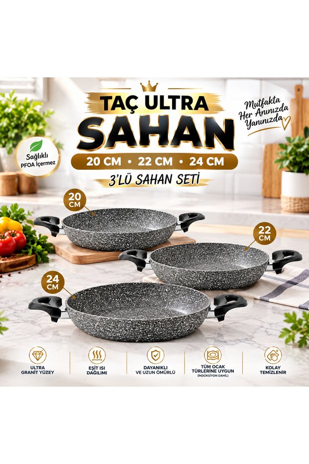 Taç Ultra Granite 3-Piece Pan Set 20-22-24 cm