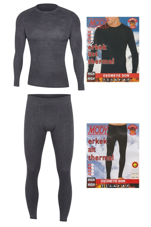 Anthracite Color Lycra Thermal Underwear Set Suitable for Men's Outdoor Sports