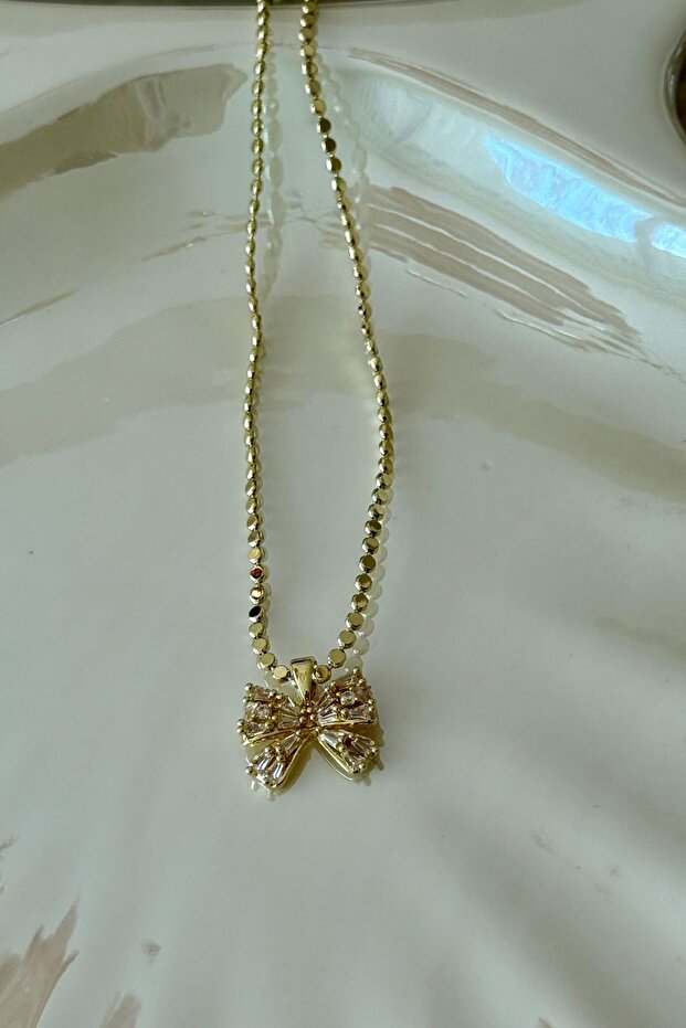 Steel Bow Model Crushed Chain Necklace