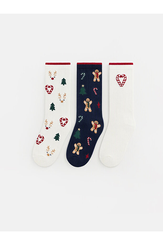 Alita City Lcw Dream Ecru Patterned 3-Pack Women's Socks with a Difference