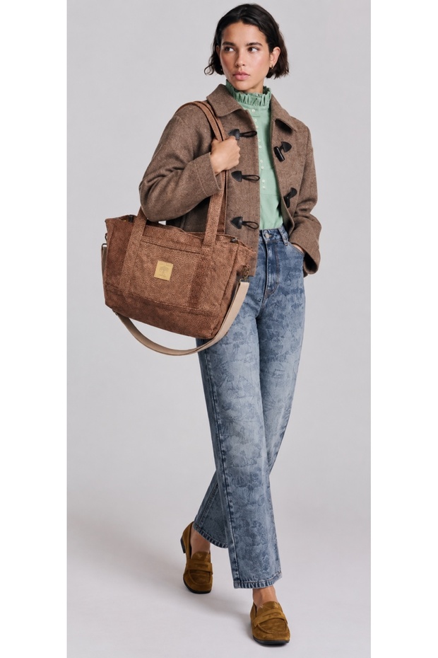 Coffee Crossbody Shoulder Bag with Zipper Daily Tote Bag for Daily Travel Use