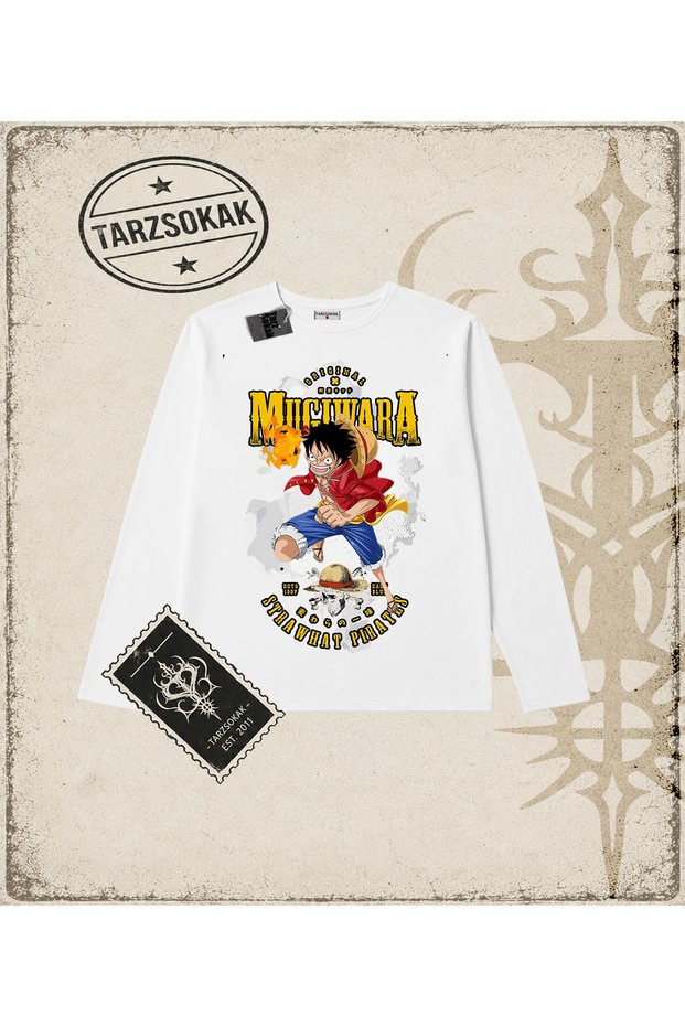 One Piece Anime Characters Biskilet Collar Long Sleeve White
