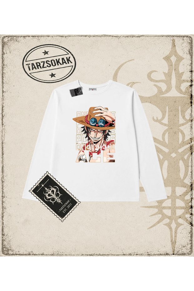 One Piece Anime Characters Biskilet Collar Long Sleeve White