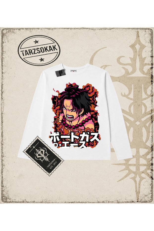 One Piece Anime Characters Biskilet Collar Long Sleeve White