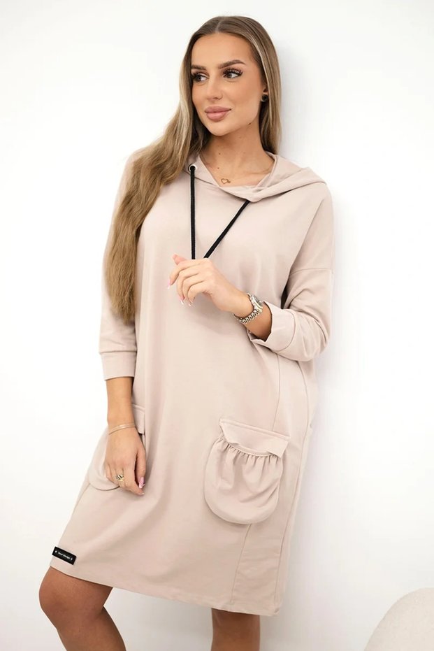Rochie cu glugă bej