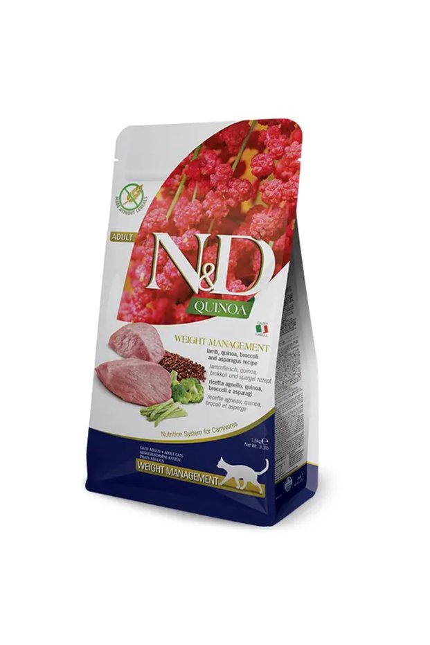 N&d quinoa weight management lamb adult cat food 1.5 kg