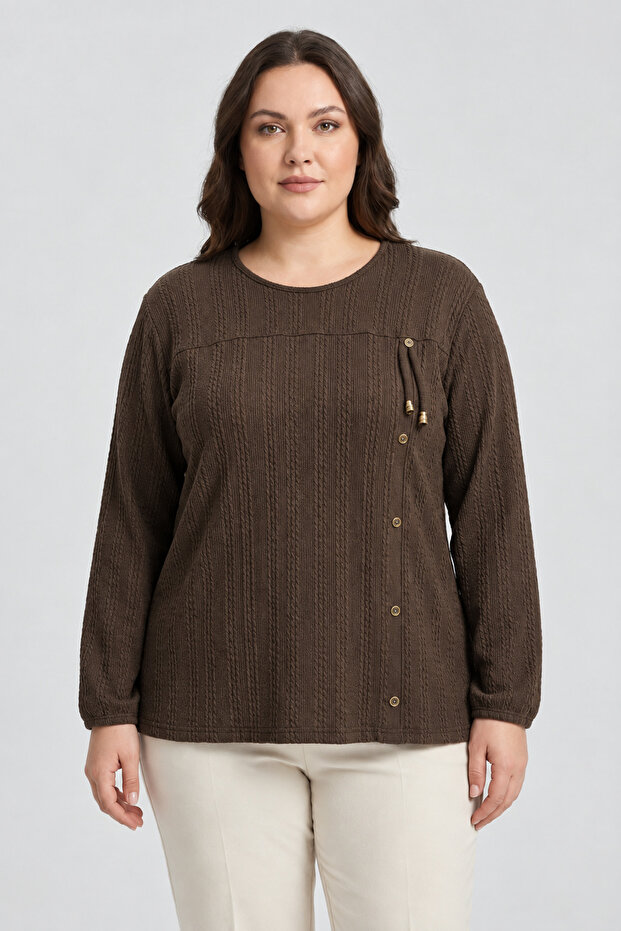 Winter Hair Knitwear Buttoned Soft Blouse