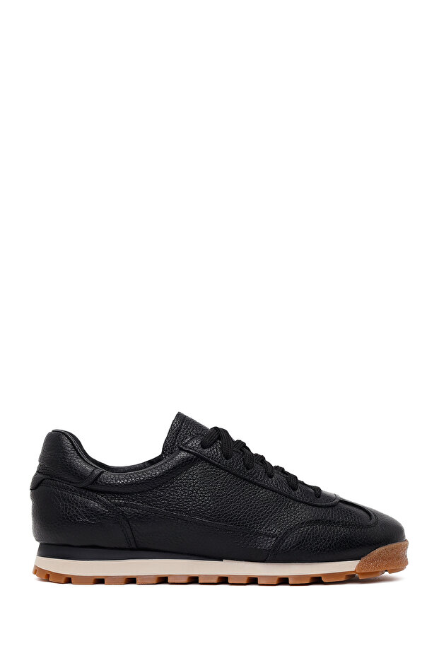 Men's Black Lace-Up Leather Sneaker Wm620013Df