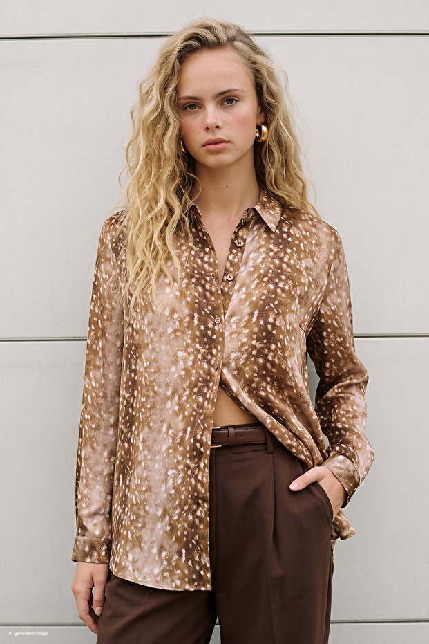 Patterned Classic Shirt - Brown