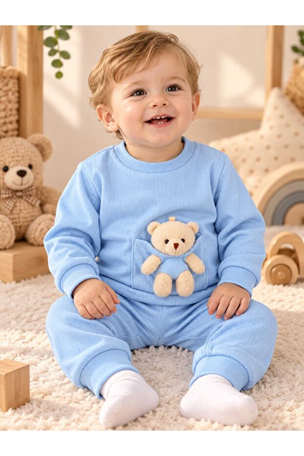100% Cotton Seasonal Teddy Bear Ribbed Bottom and Top 2-Piece Baby Set