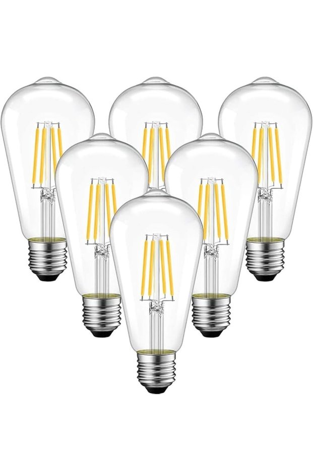 مجموعة مصابيح LED عتيقة الطراز من ABUDA، 6 قطع، 4 واط، 6500 كلفن، أبيض