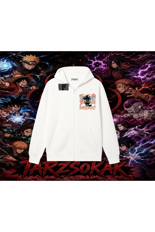 Naruto Uzumaki Premium Anime Oversize Unisex Cardigan & Jacket Zipper Sweatshirt White