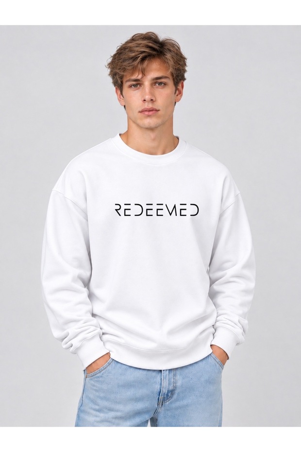 سترة رياضية رجالية كبيرة الحجم مطبوعة من REDEEMED بياقة دائرية